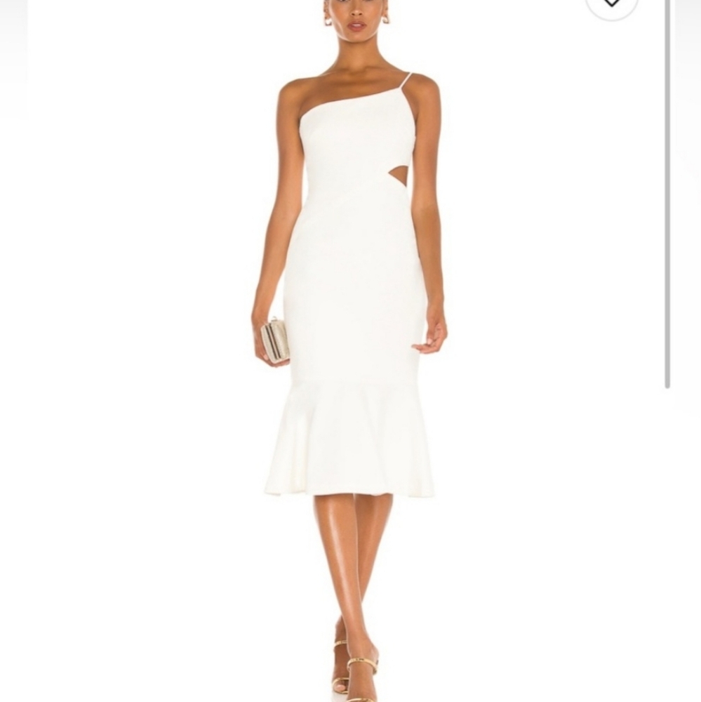 NWT LIKELY Fina One Shoulder Midi Dress with Side Cut Out